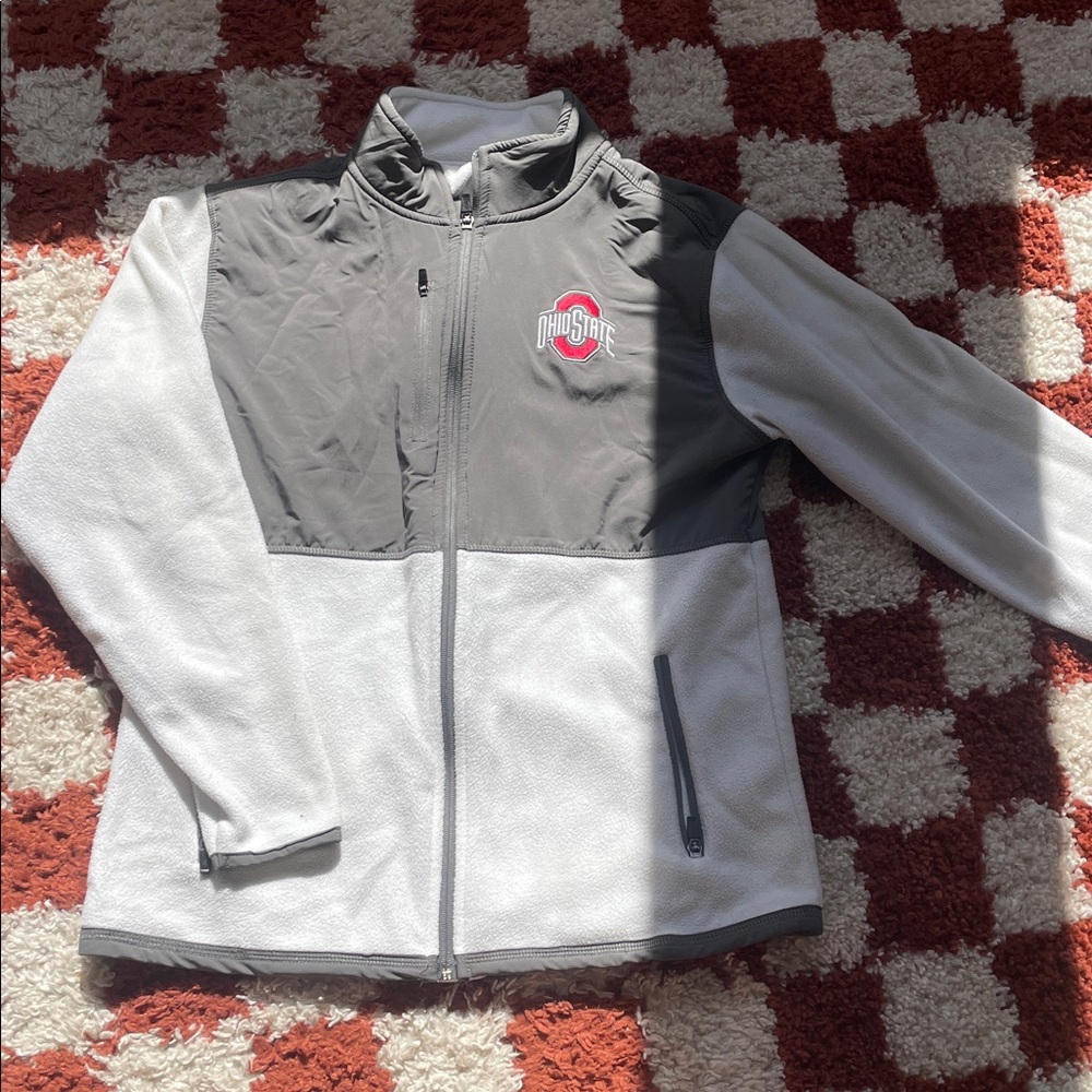Gray and White Ohio State Zip-Up Jacket
